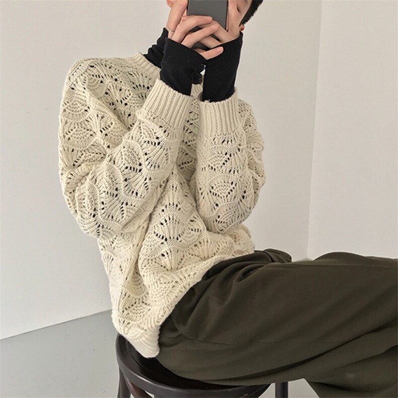 日系麻花毛衣男秋季新款男生慵懒风高级感宽松复古秋冬针织衫线衣,男装针织衫/毛衣,星座302B
