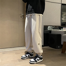 冬季保暖休闲长裤摇粒绒卫裤男韩版贴标拼接束脚运动裤K5310-P35，男装休闲裤，星座512-2