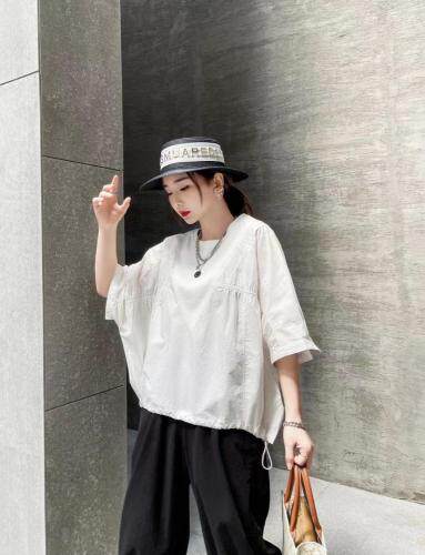 现货夏款蝙蝠袖拼接上衣，女装，琼卿格