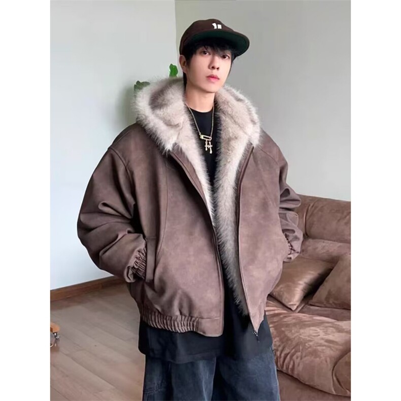 JY439-P105 古做旧座山雕加厚棉服男女宽松解构 网图图片