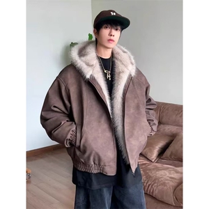 JY439-P105 古做旧座山雕加厚棉服男女宽松解构 网图图片