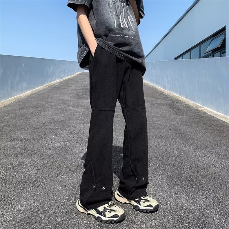 美式vibe裤子高街水洗牛仔裤男设计感小众拉链裤B1032P45,男装牛仔裤,星座1116-2