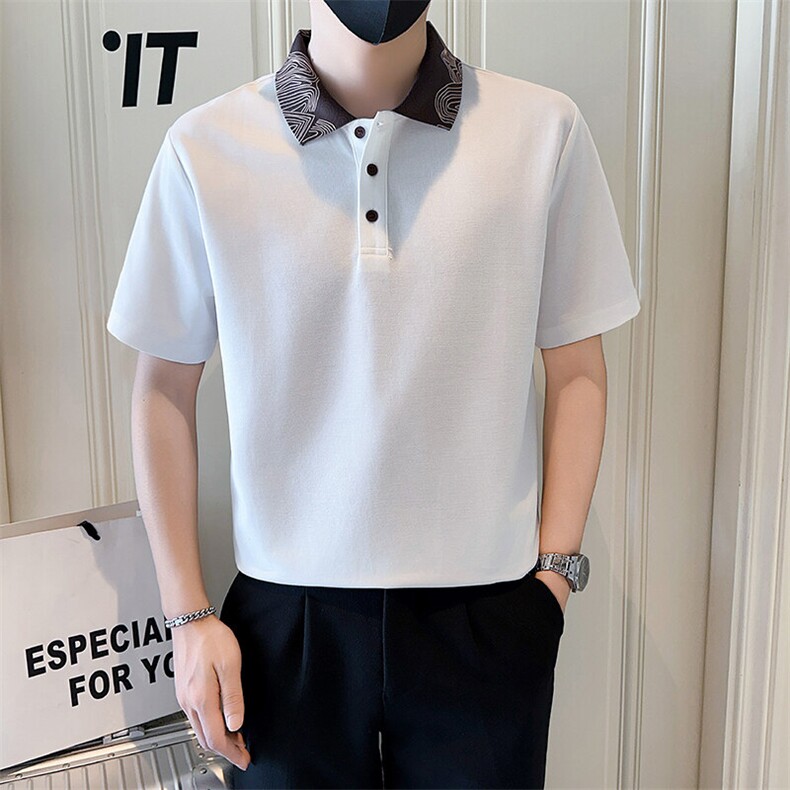 店主风社会小伙男士异色拼接翻领POLO衫男保罗衫301A-1/PL121/P58，男装Polo衫，星座301A-1
