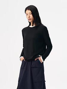 2025正肩圆领休闲长袖T恤女25秋季新品通勤上衣图片