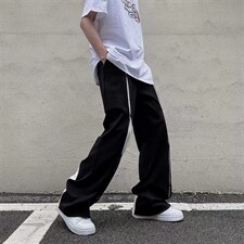 ins高街潮牌个性拼色休闲裤男宽松潮流直筒裤垂坠西裤薄K0145-p38，男装西裤，星座1008