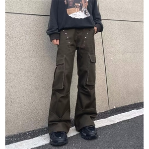 美式高街柳丁多口袋工装牛仔裤男潮牌小众设计感KB105-P68图片