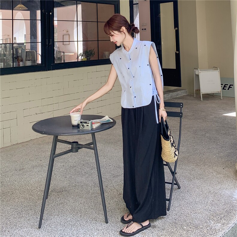 ：夏装新款韩系设计刺绣衬衫阔腿裤两件套2C135-8853P145K218,女装套装/套裙,2C135