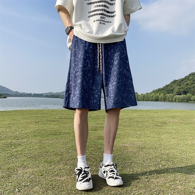 供视频~可二开扎染短裤男夏季五分裤K838特P30控55,男装牛仔裤,电商A309