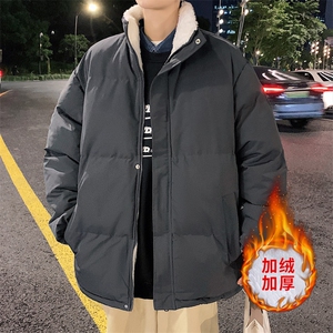 ！2023秋冬新款男士加绒加厚纯色棉衣简约棉服外套MY100特P75图片
