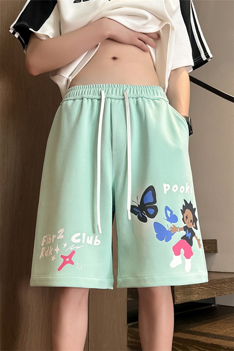 2024夏季新款内景大码美式涂鸦印花短裤M-5XHK24542-P35,男装休闲裤,电商A022