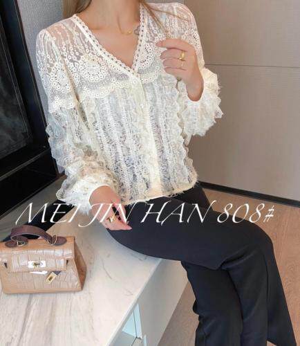 美巾涵秋季蕾丝衬衫，女装衬衫，美巾涵
