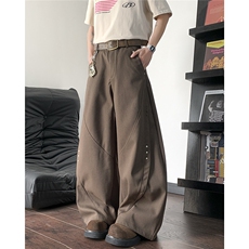 美式小众高级感垂坠弯刀休闲裤男宽松解构设计感裤子X058-P58，男装休闲裤，星座308B-2