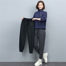 长期现货，加绒裤女外穿宽松休闲裤加厚一体绒冬季加绒运动卫裤，女装休闲裤，涵誉