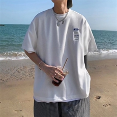 华夫格短袖t恤男夏季日系慵懒风港风冰丝华夫格短袖上衣T158P20，男装T恤，星座1116-2