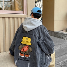 印花牛仔外套男春高街hiphop痞帅炸街夹克宽松潮牌上衣JK1037-P88，男装工装外套，星座1103-3