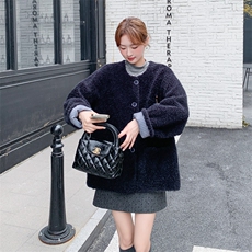韩系颗粒绒外套女2025新款爆款秋冬宽松皮毛一体高级休闲毛绒大衣，女装短外套，2C217