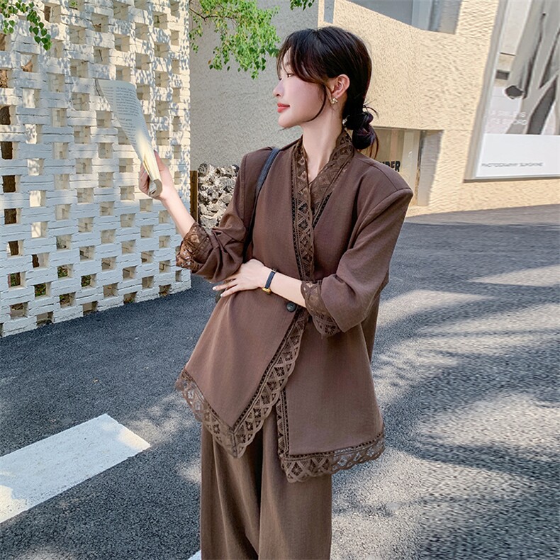 现货补单款新款韩系蕾丝边阔腿裤套装F568-P175-K248,女装套装/套裙,2C255