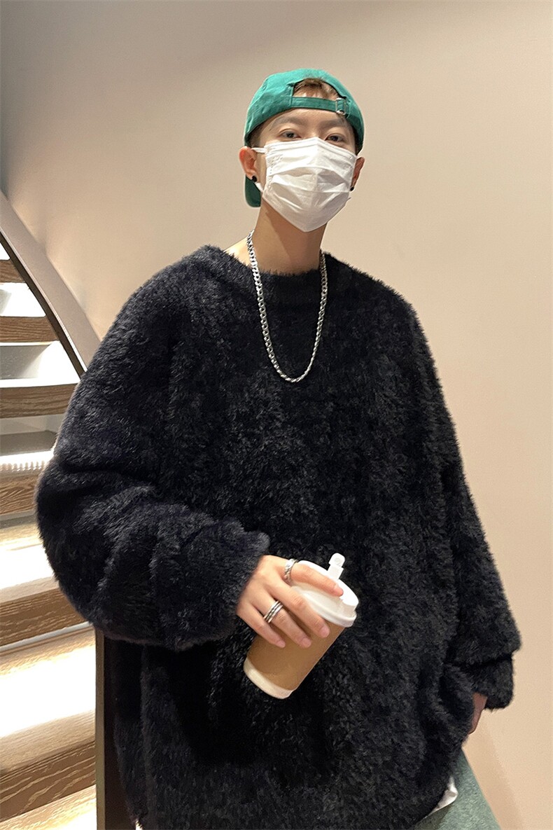 秋冬新款男士针织衫圆领男士马海毛毛衣男A071-6608-P70,男装针织衫/毛衣,电商A071