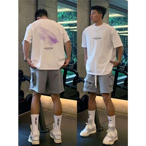 1506/GT2240/P32港风时尚潮流痞帅重磅纯棉短袖T恤运动吸汗百搭图片