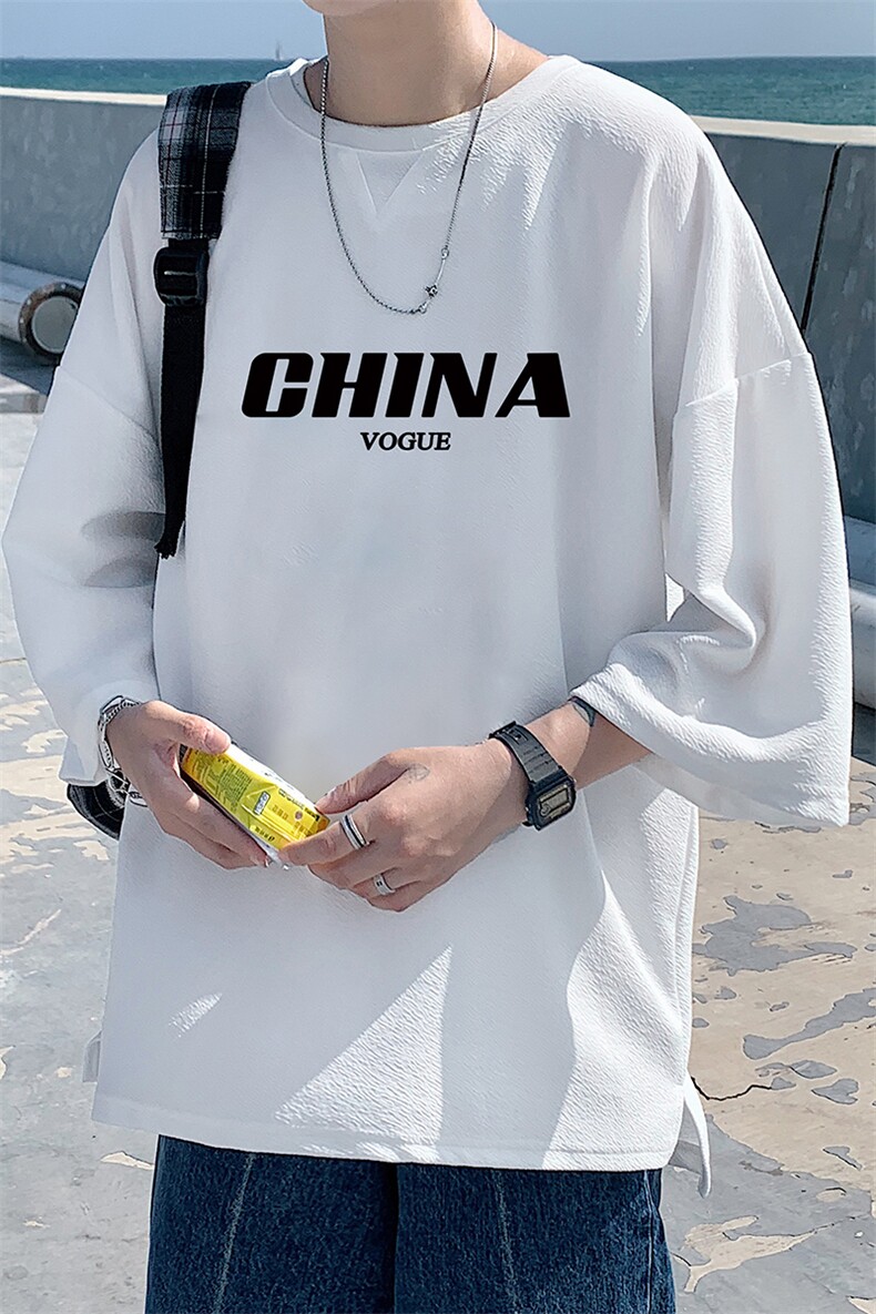 Q11001-P30春夏季七分袖t恤男大码五分袖男短袖中袖,男装T恤,电商A040