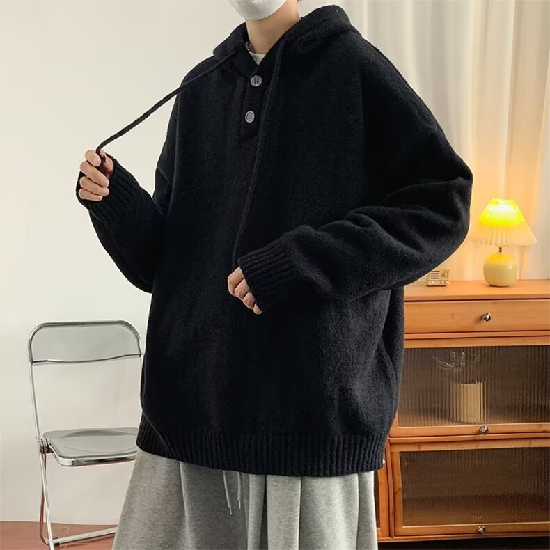 针织衫带帽潮休闲原宿长袖秋季毛衣纯色2025套头男MZ805-P45,男装针织衫/毛衣,星座412-3