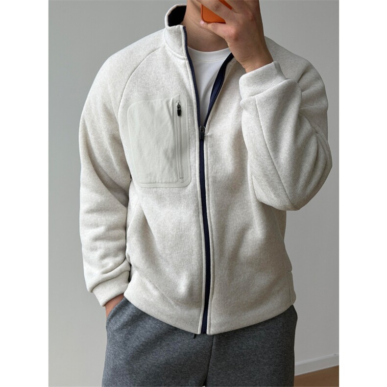 高品 针织摇粒绒拉链夹克长袖外套男女保暖内胆立领上衣A1103-P78图片