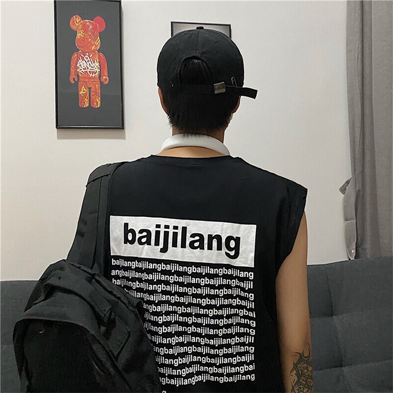 潮流INS街头个性嘻哈设计感前后英文印花坎肩百搭背心TT008-P35,男装背心/马甲,星座911-3