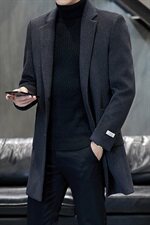 2021秋冬主推中长款风衣男大码潮流呢子大衣男毛呢外套F1965-P165，男装毛呢大衣，星座217-4