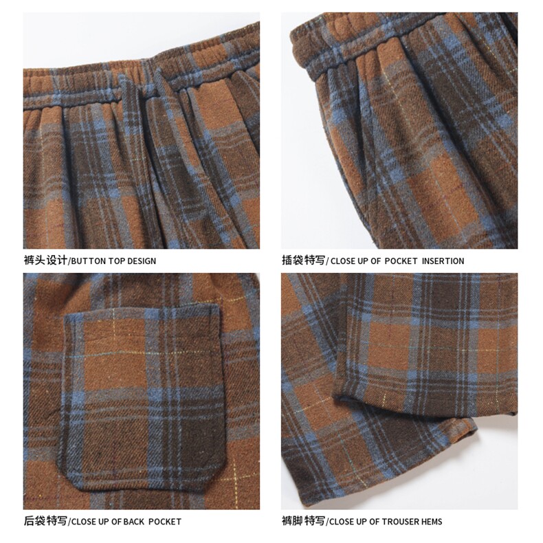 2024秋季新款白底大码美式呢料格子裤M-5XHK24910-特P30,男装休闲裤,电商A022