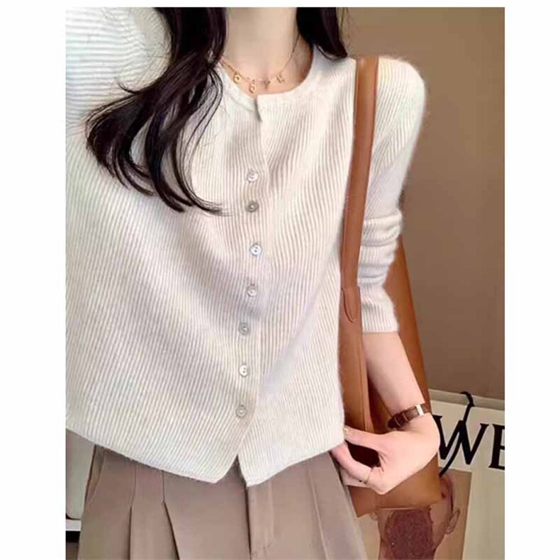 秋冬新款针织单排扣开衫时尚百搭，女装羊绒衫，鹿一羊绒