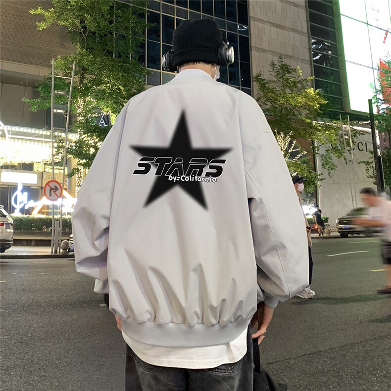 港风夜景字母印花棒球领夹克F83609P75控98，男装夹克，电商A247