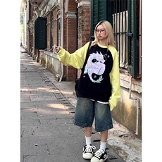 美式复古高街水洗做旧牛仔短裤男女夏季新款百搭直筒阔腿七分裤潮，男装牛仔裤，星座506A