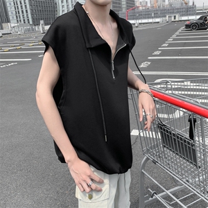 背心男士韩版潮流无袖高街帅气夏季纯色2024新款insT恤ST356-P33图片