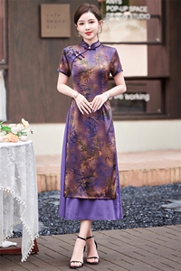 重磅香云纱真丝连衣裙2024新款高端大牌妈妈气质桑蚕丝大码短袖裙图片