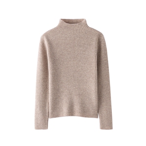 2024秋季新款纯色长袖短款抽条打底羊毛衫图片