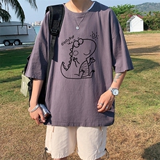YT26172-P30亚麻短袖t恤男大码五分袖男宽松七分袖港风模特，男装T恤，电商A040