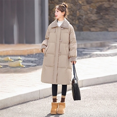 中长款羽绒服女2024冬季新款欧货大牌高端洋气羊羔毛翻领加厚外套，女装羽绒服，衣之秀