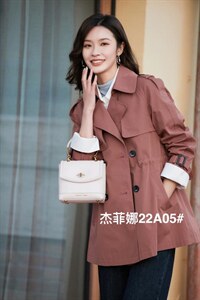 杰菲娜衬衫袖拼接风衣图片