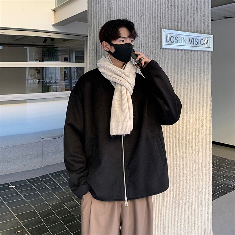 毛呢大衣男士短款秋冬季宽松风衣韩版呢子外套夹克-F2477-P105，男装风衣，电商B289