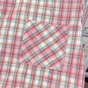美式复古工艺格子长袖衬衫男女春夏防晒宽松休闲衬衣C169A/P40图片