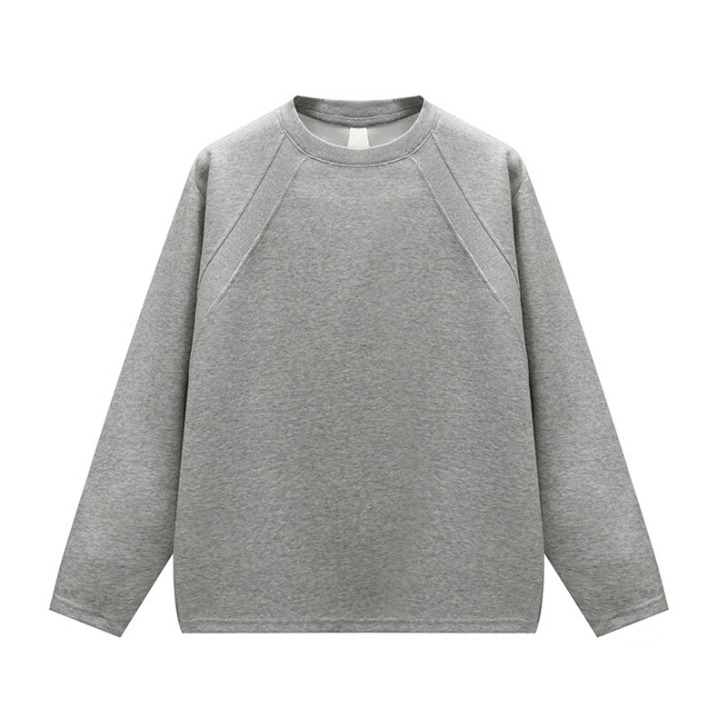抖音得物品质26春装美式高街曼巴棉螺纹拼接卫衣圆领长袖T恤YT164,男装T恤,电商A486-1