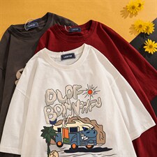 618B-1-TT18美式复古趣味印花短袖T恤男潮P35控48版权已注册，男装T恤，星座618B-1