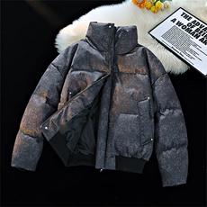 做旧复古冬装立领棉服男女棉衣外套光板面包服高街HZ8819-P88，男装棉衣，星座610B-1