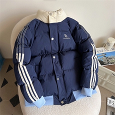 潮拼接条纹面包服棉衣男女冬季保暖宽松运动撞色棉袄TT8857P80，男装棉衣，星座1013-5