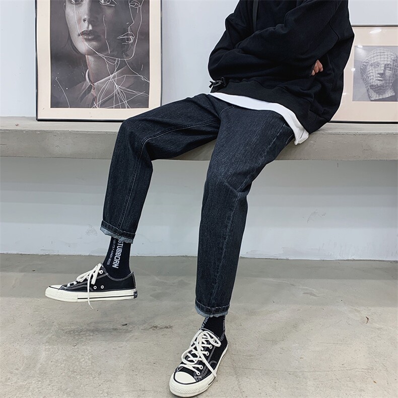 主推款2021初秋新品宽松直筒牛仔裤休闲百搭男裤子D309-2 K03 P55图片
