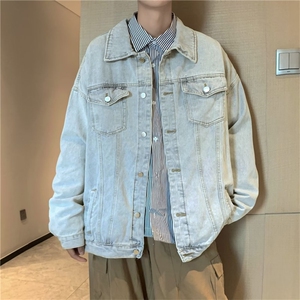 2023新牛仔外套男春秋水洗百搭宽松休闲工装翻领夹克 W5521-P58图片