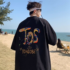 wassuphappy重磅纯棉短袖t恤男夏季美式潮流情侣宽松五分袖体恤，男装T恤，星座218-1（原230）