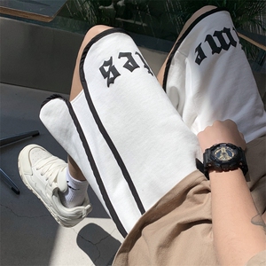 XZ213-DK109-P45控58 港风大码主推款立体印花直筒运动休闲五分裤图片