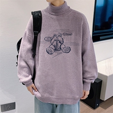 ！2023秋冬新款男士加厚高领毛衣大码潮流印花针织衫M717P50，男装针织衫/毛衣，电商B220