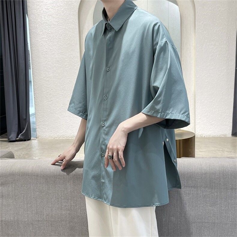 夏季五分袖短袖衬衫潮牌港风日系衬衣韩版潮流上衣外套W1051-P32,男装衬衫,星座512-2